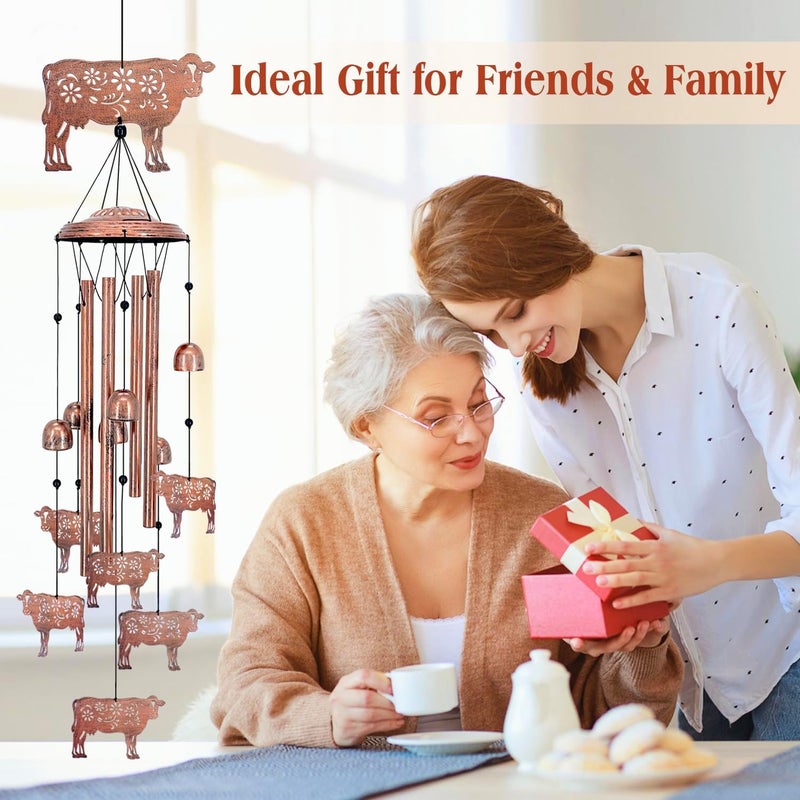 EZTZEN Cow Wind Chimes for Outside,Cow Gifts for Women/Men/Sympathy/Memorial/Festival Birthday Gifts Metal windchimes Outdoors/Indoors,Patio,Garden Decor,Yard Decor,Home,Porch - Image 5